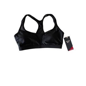 Reebok Black Mesh-Inset‎ Racerback Bikini Swim Top Size M NWT $58